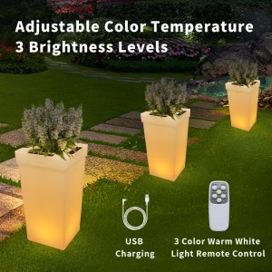 High quality PE solar flower pot lights outdoor decorative lights LED garden flower pot lights