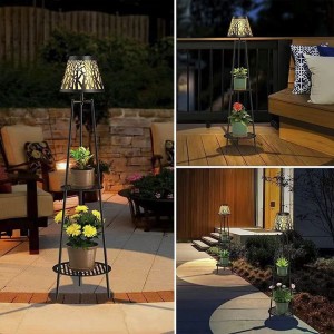 Plant stand with led solar light customized |Huajun