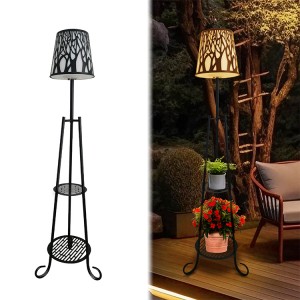 Floor to floor illuminated flower pot rack in patio |Huajun