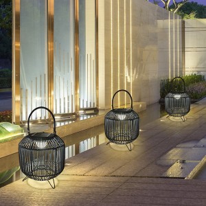 Solar Black Rattan Lamp Manufacturer | Huajun